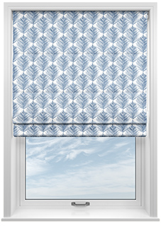 Gentle Palm, Navy - Motorised Roman Blind